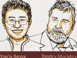 Муратаў і Рэса: прэс-канфэрэнцыя ляўрэатаў Нобэлеўскай прэміі міру