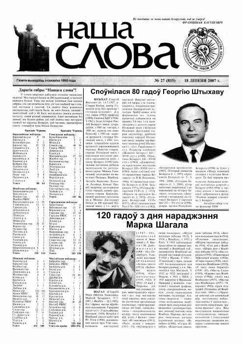 Наша слова 27 (815) 2007
