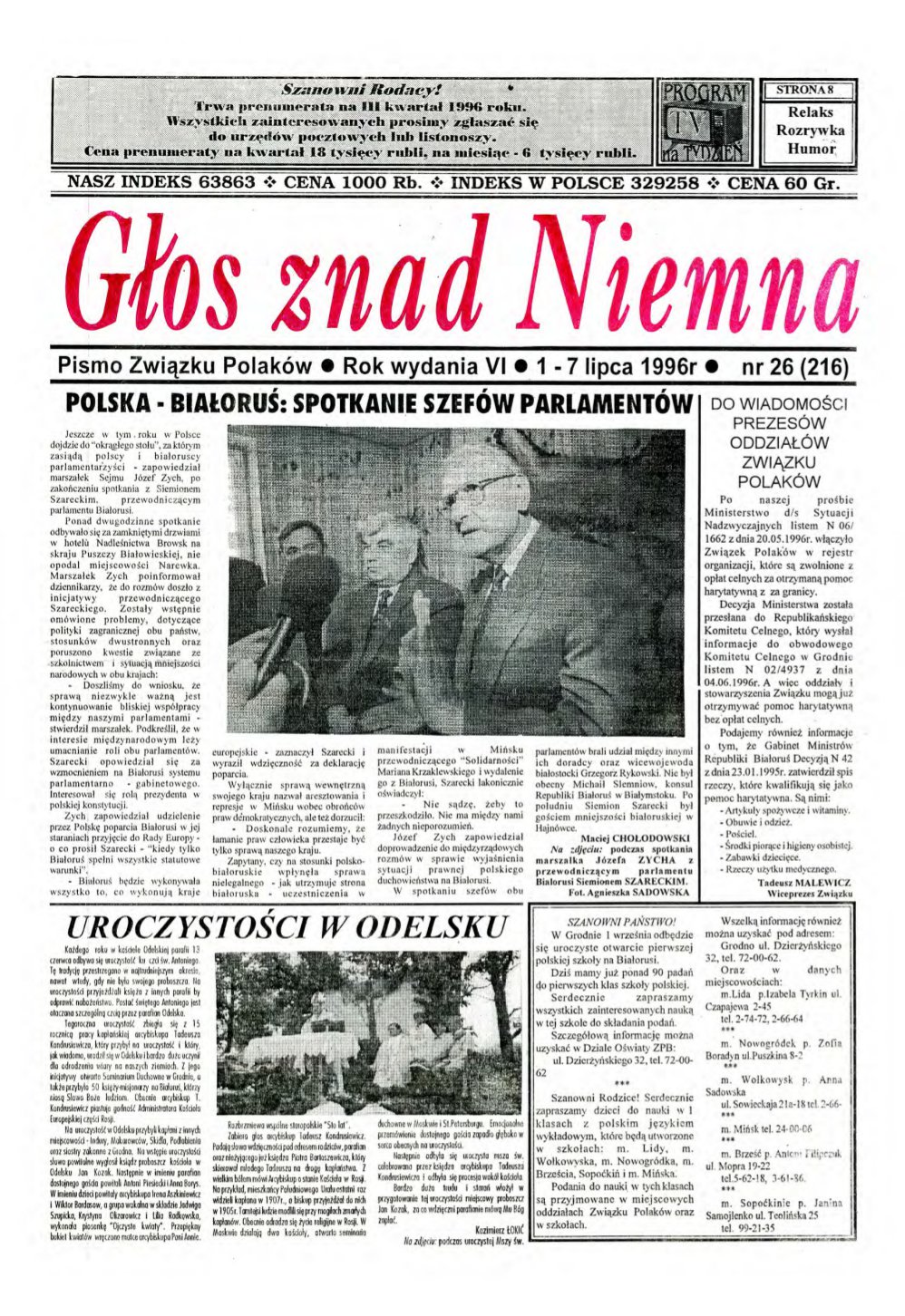 Głos znad Niemna 26 (216) 1996