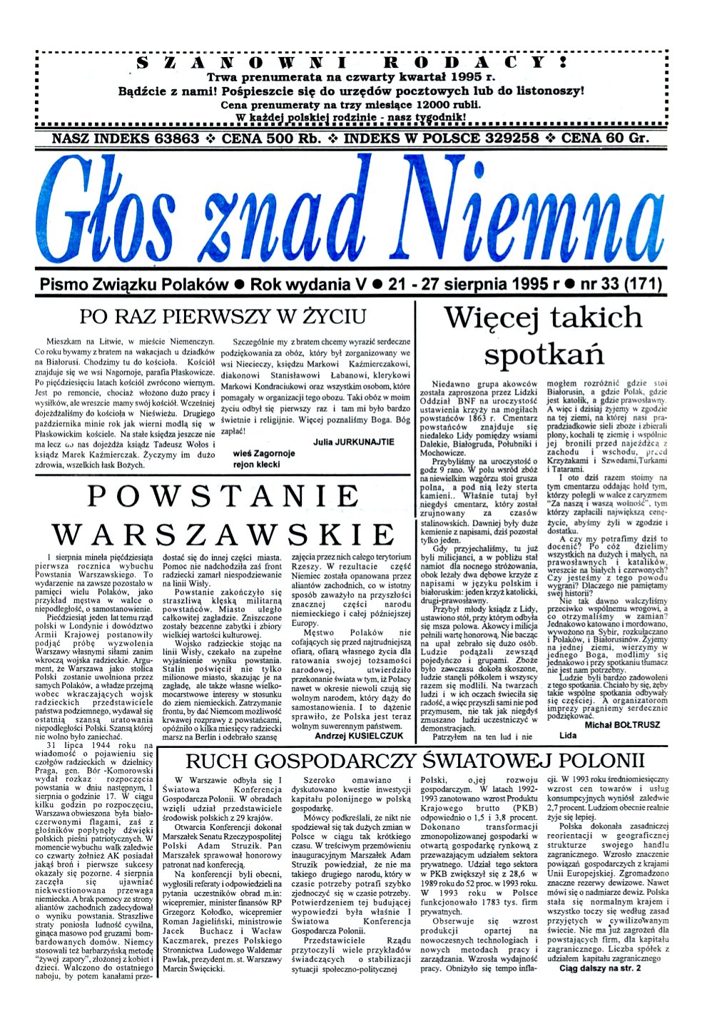 Głos znad Niemna 33 (171) 1995