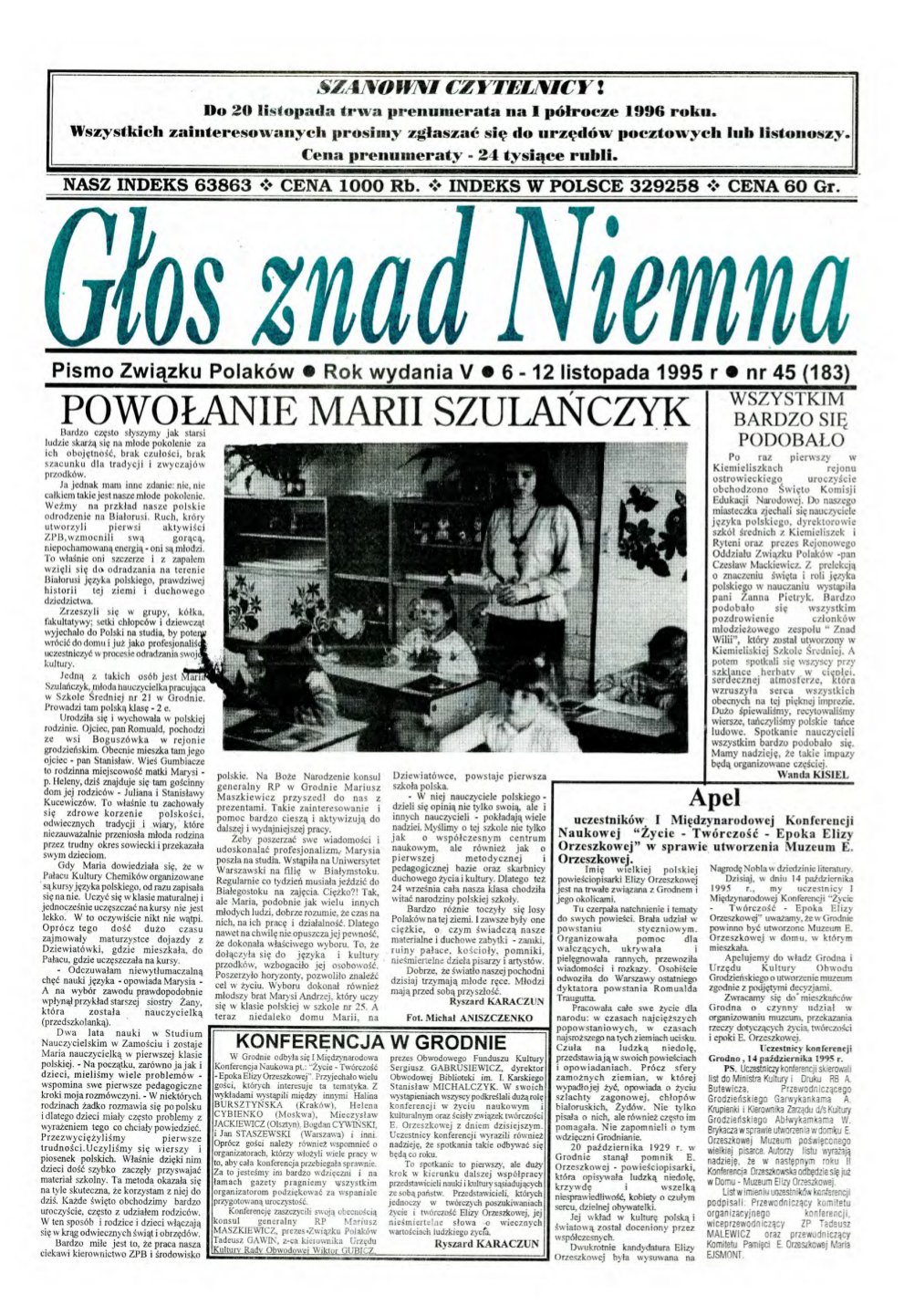 Głos znad Niemna 45 (183) 1995