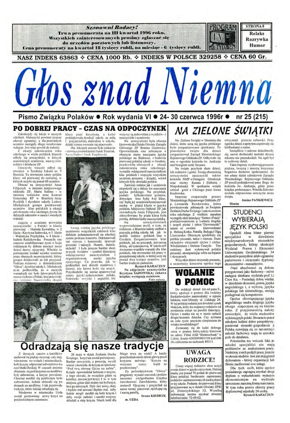 Głos znad Niemna 25 (215) 1996