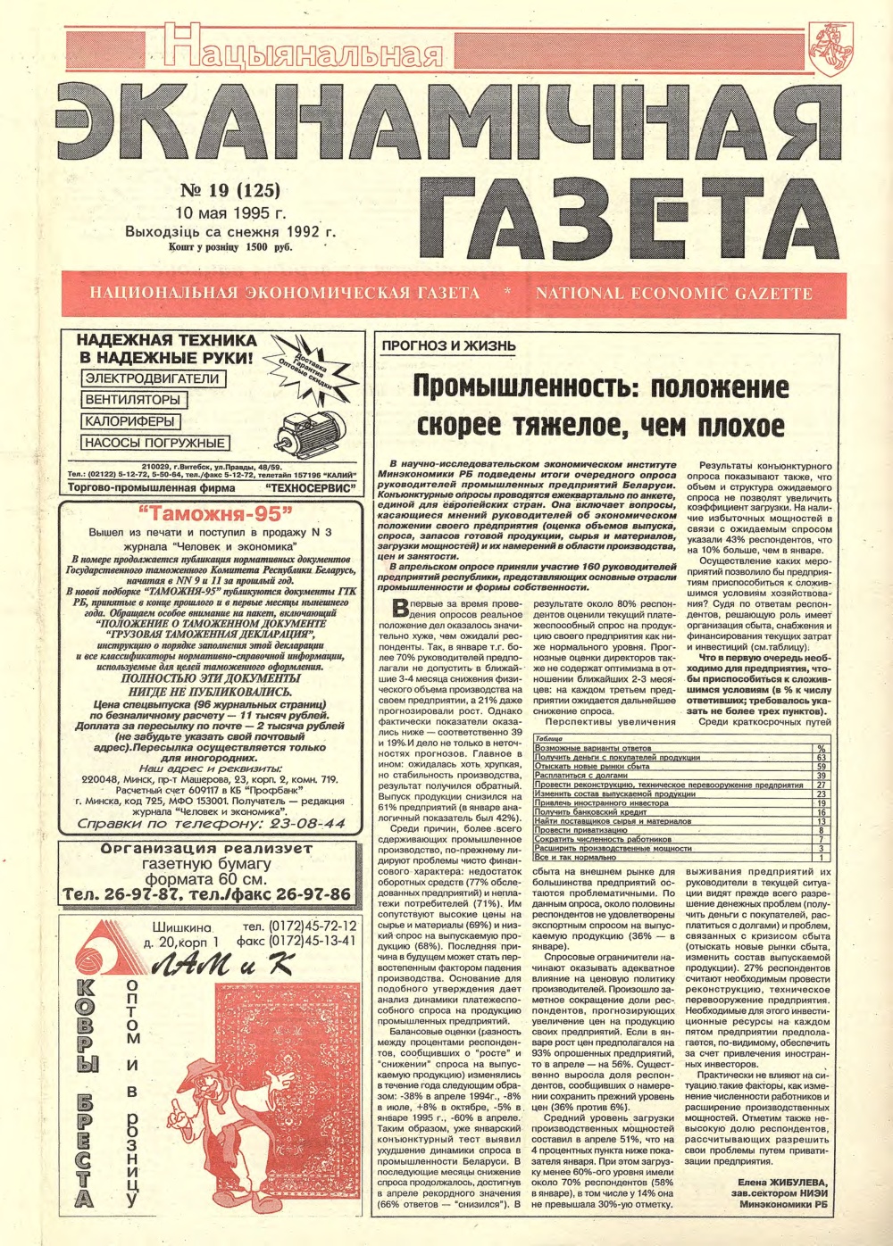 Нацыянальная эканамічная газета 19 (125) 1995