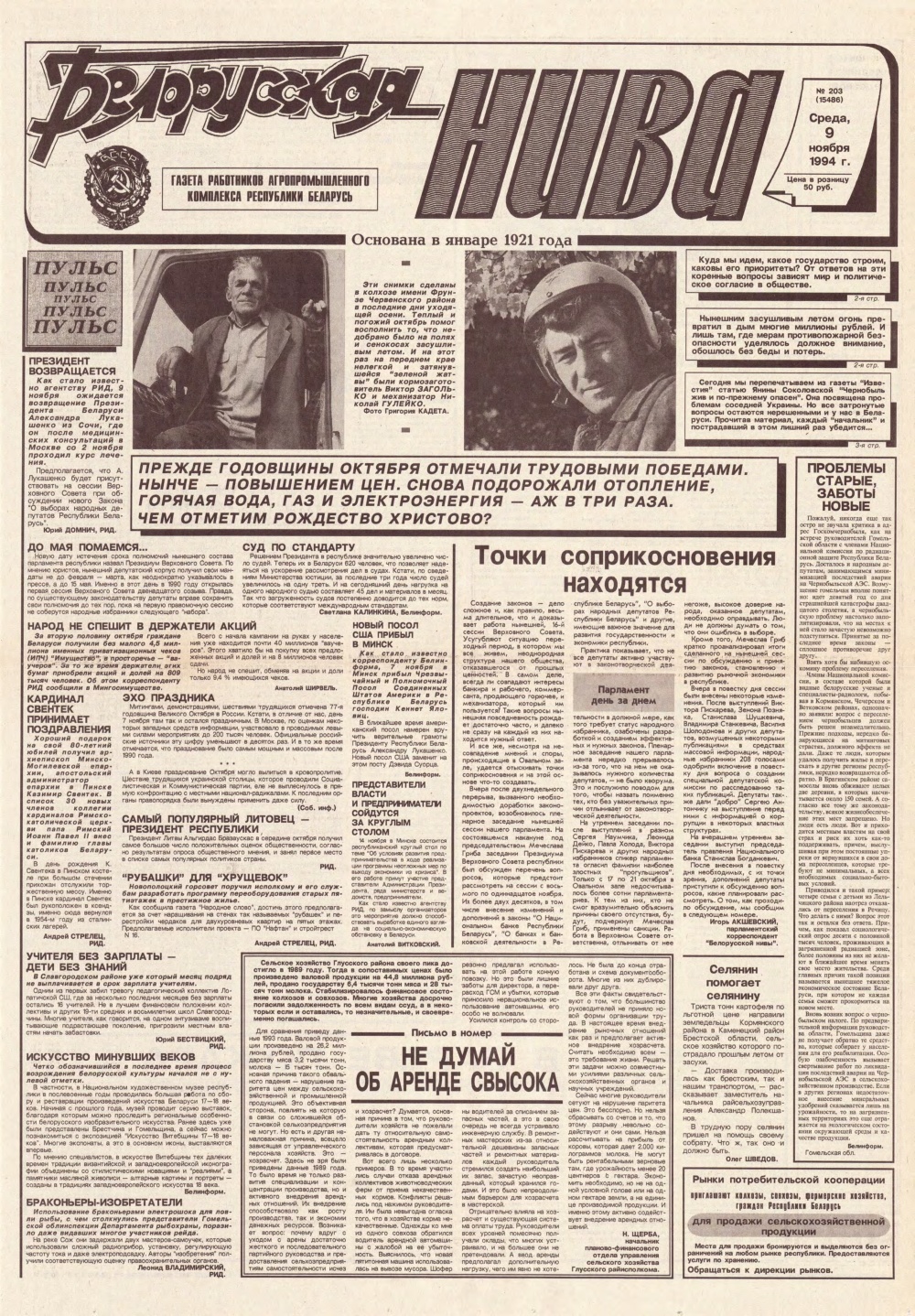 Белорусская нива 203 (15486) 1994