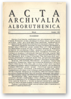 Acta Archivalia Alboruthenica, 1