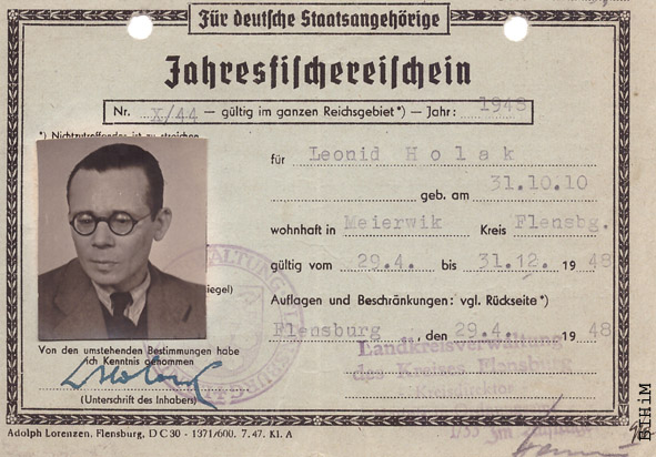 Пасьведчаньне на пераезд зь лягеру Маервік у лягер Фленсбург 